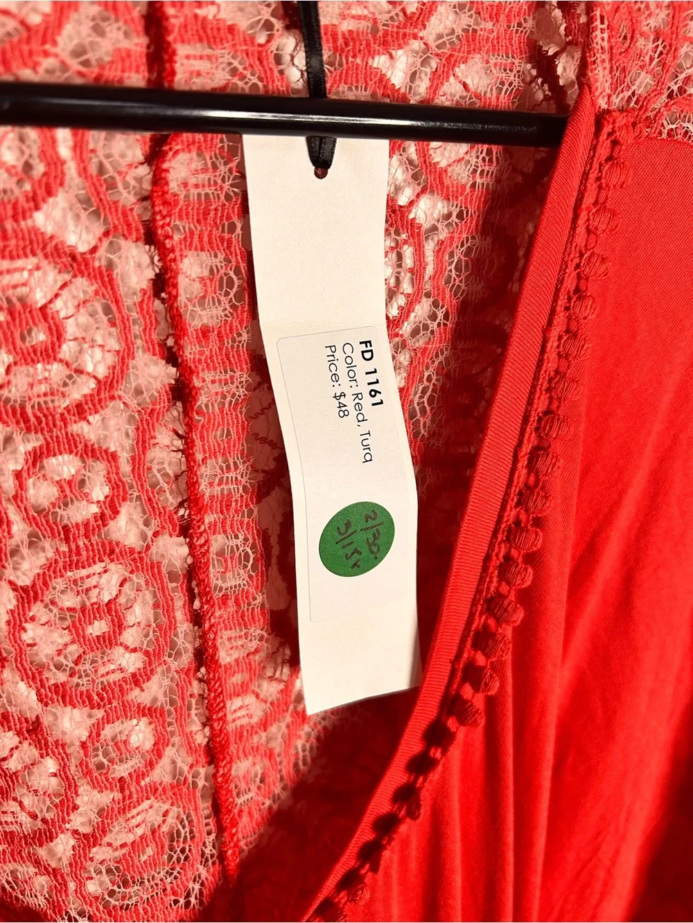 Fraiche by J Women’s S Red Lace Crotchet Sleeve Maxi Dress Elegant V-Neck NWT‎